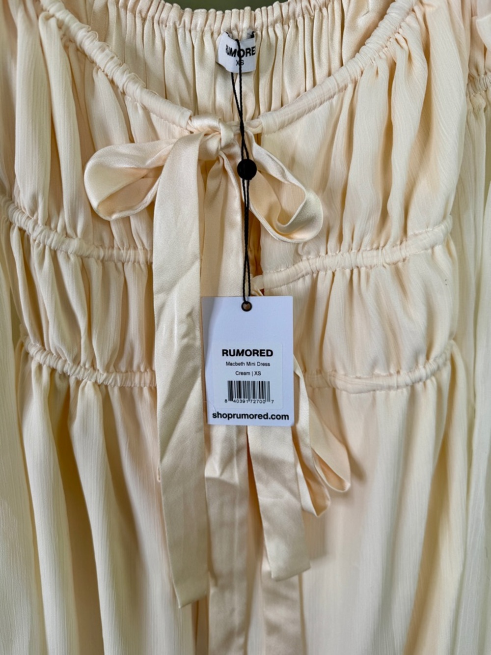 Rumored Macbeth Cream Mini Dress NWT - Picture 9 of 11